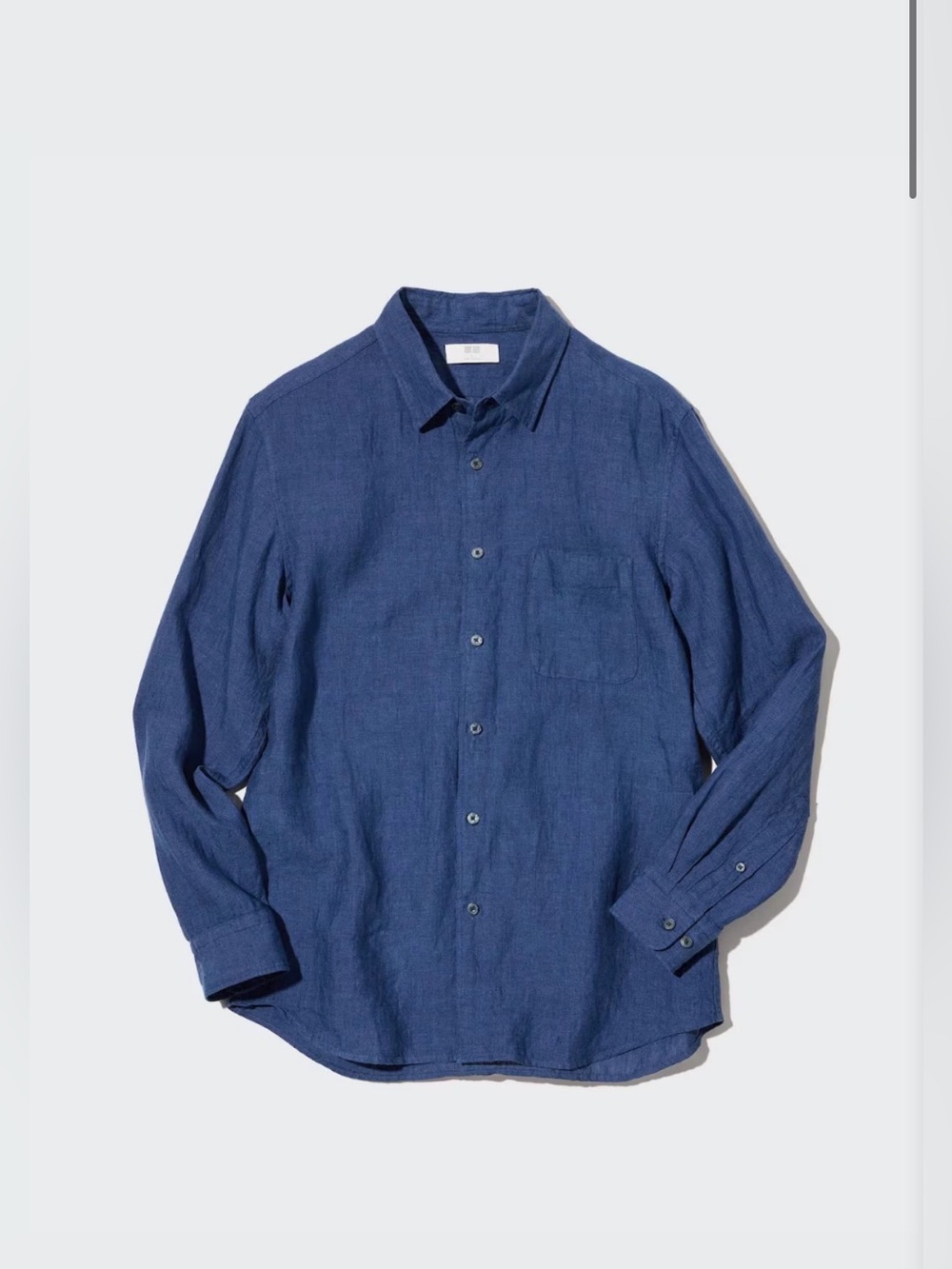 Uniqlo 100% Linen Long Sleeve Pocket Button Up Navy Blue Mens XL
